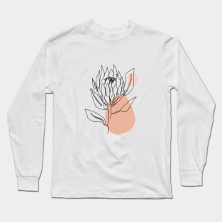 One line protea flower with abstract shapes. Long Sleeve T-Shirt